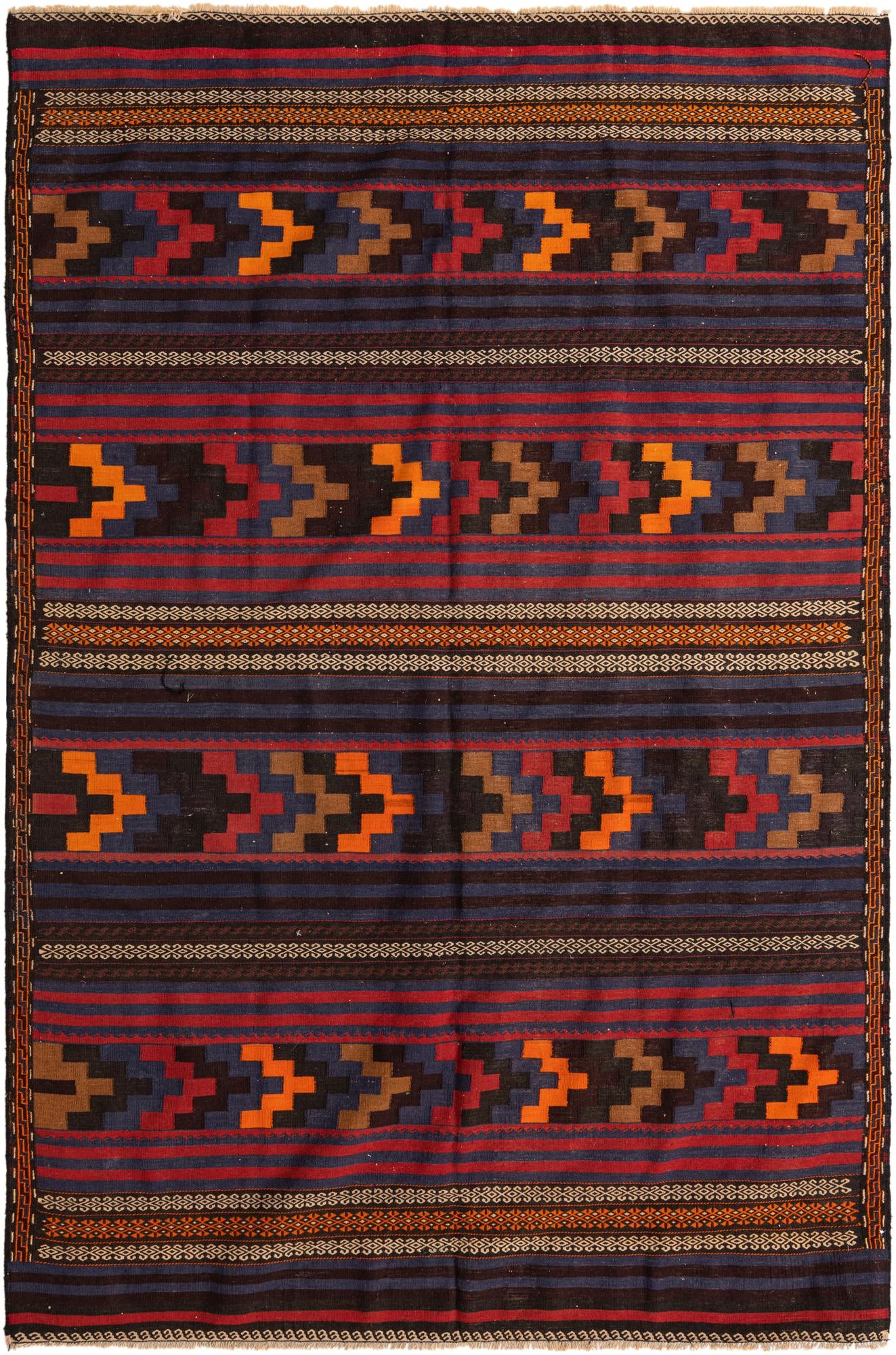 6' 8 x 10' 2 Hand Woven Kilim Fars Wool Rug