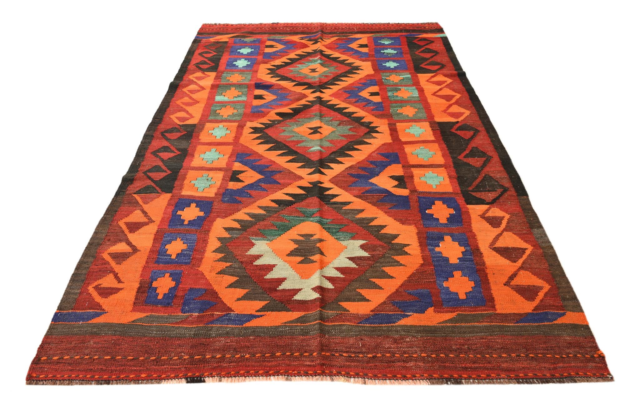 5' 5 x 8' 7 Hand Woven Kilim Fars Wool Rug