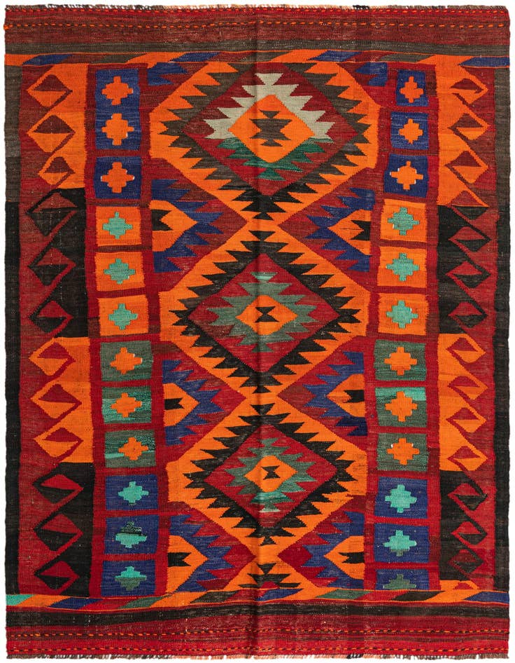 Detail image of 5' 5 x 8' 7 Hand Woven Kilim Fars Wool Rug