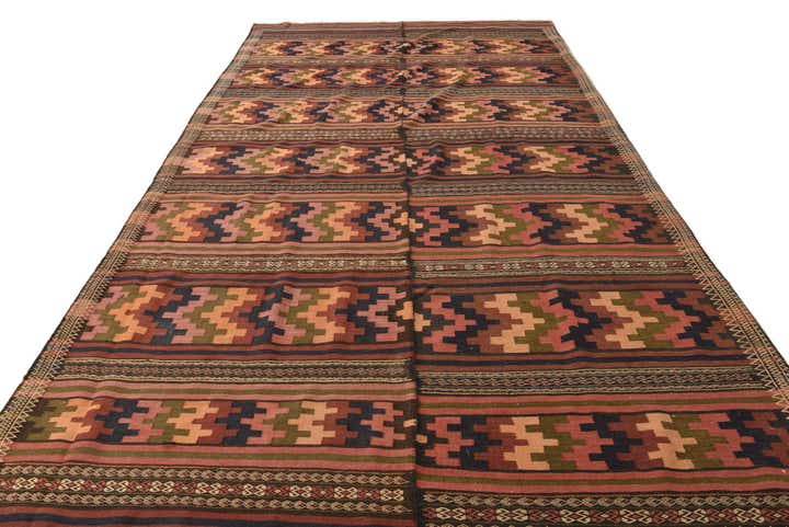 6' 10 x 13' 6 Hand Woven Kilim Fars Wool Rug
