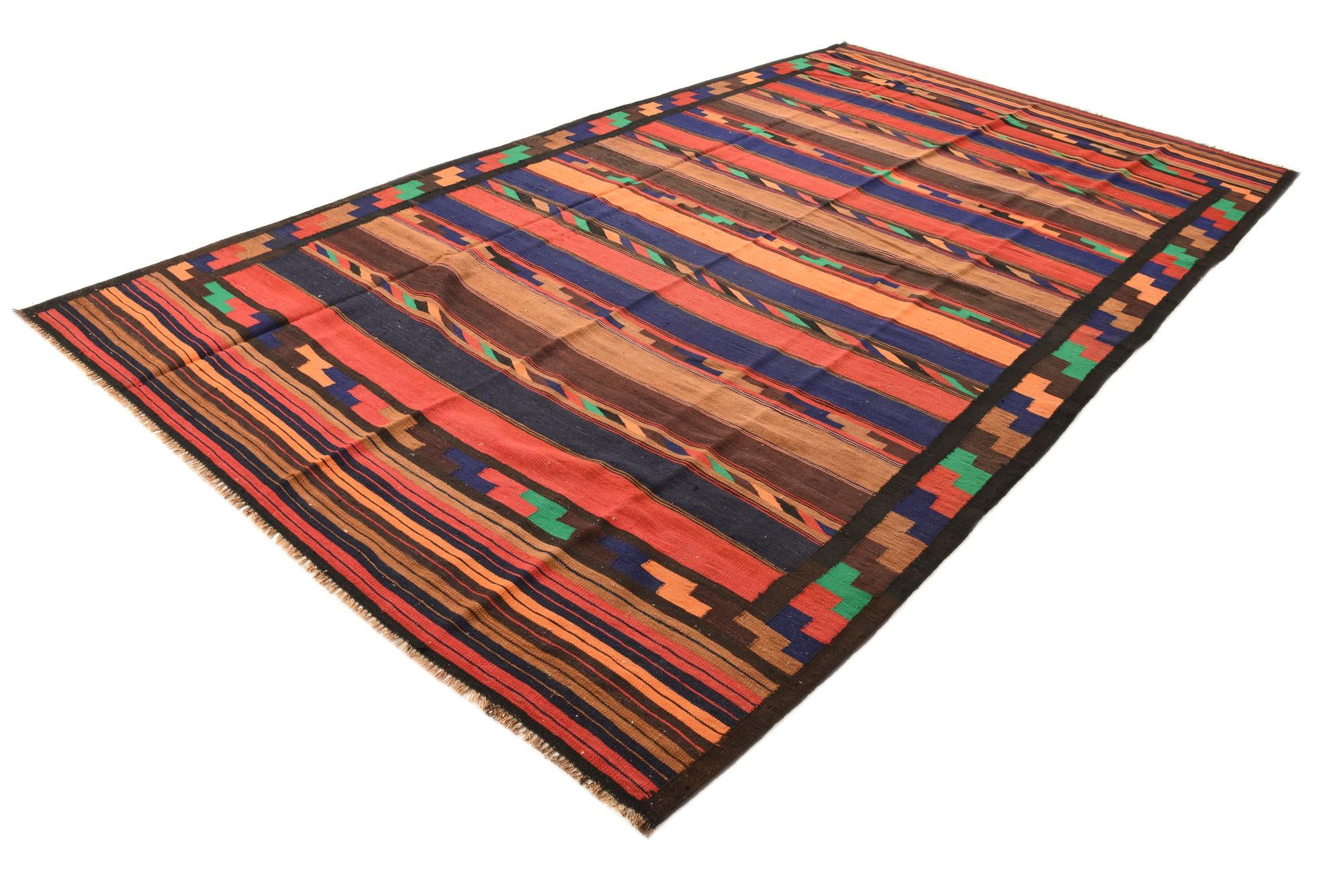 7' 5 x 13' 3 Hand Woven Kilim Fars Wool Rug