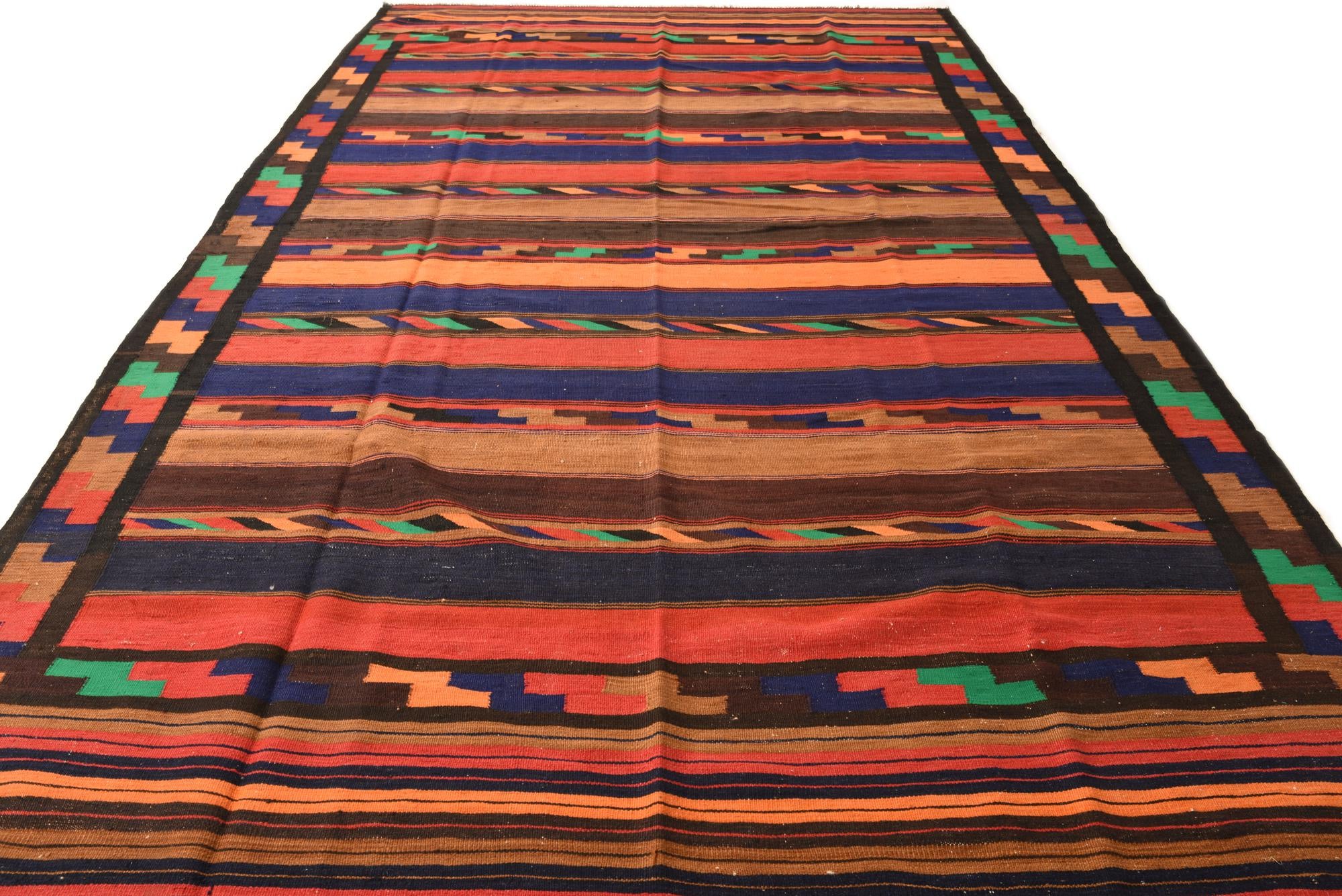 7' 5 x 13' 3 Hand Woven Kilim Fars Wool Rug