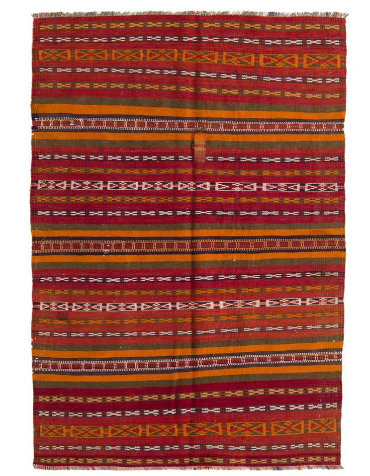Detail image of 4' 11 x 7' 8 Hand Woven Kilim Fars Wool Rug