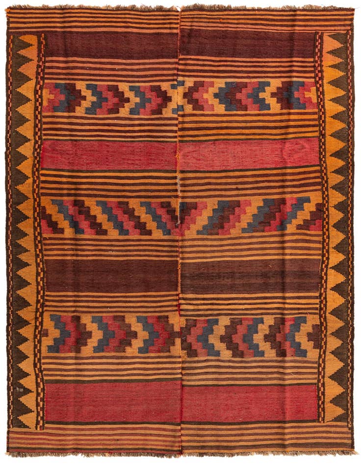 Detail image of 5' 4 x 9' 6 Hand Woven Kilim Fars Wool Rug