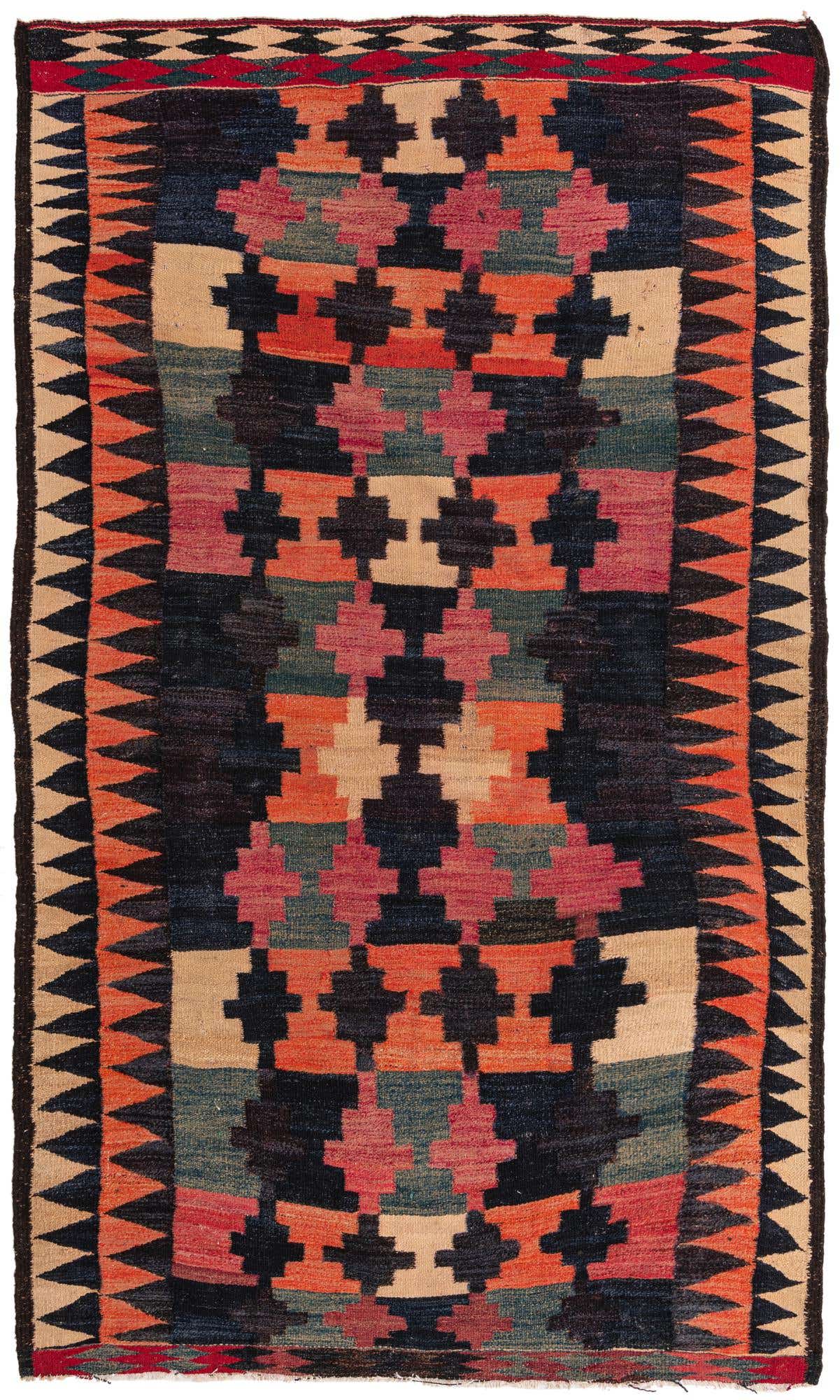 5' 3 x 9' Hand Woven Kilim Fars Wool Rug