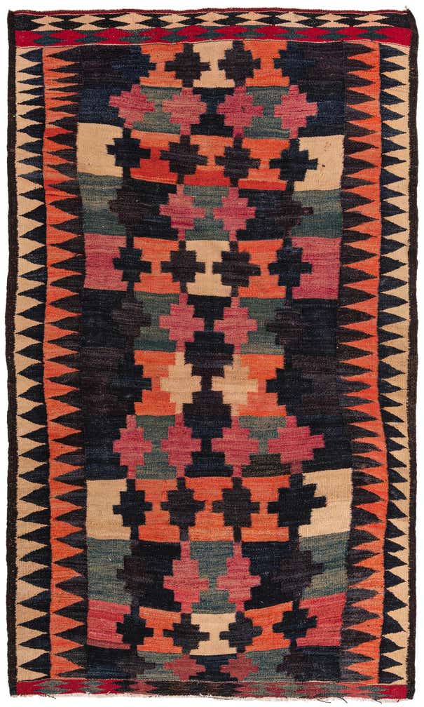 5' 3 x 9' Hand Woven Kilim Fars Wool Rug