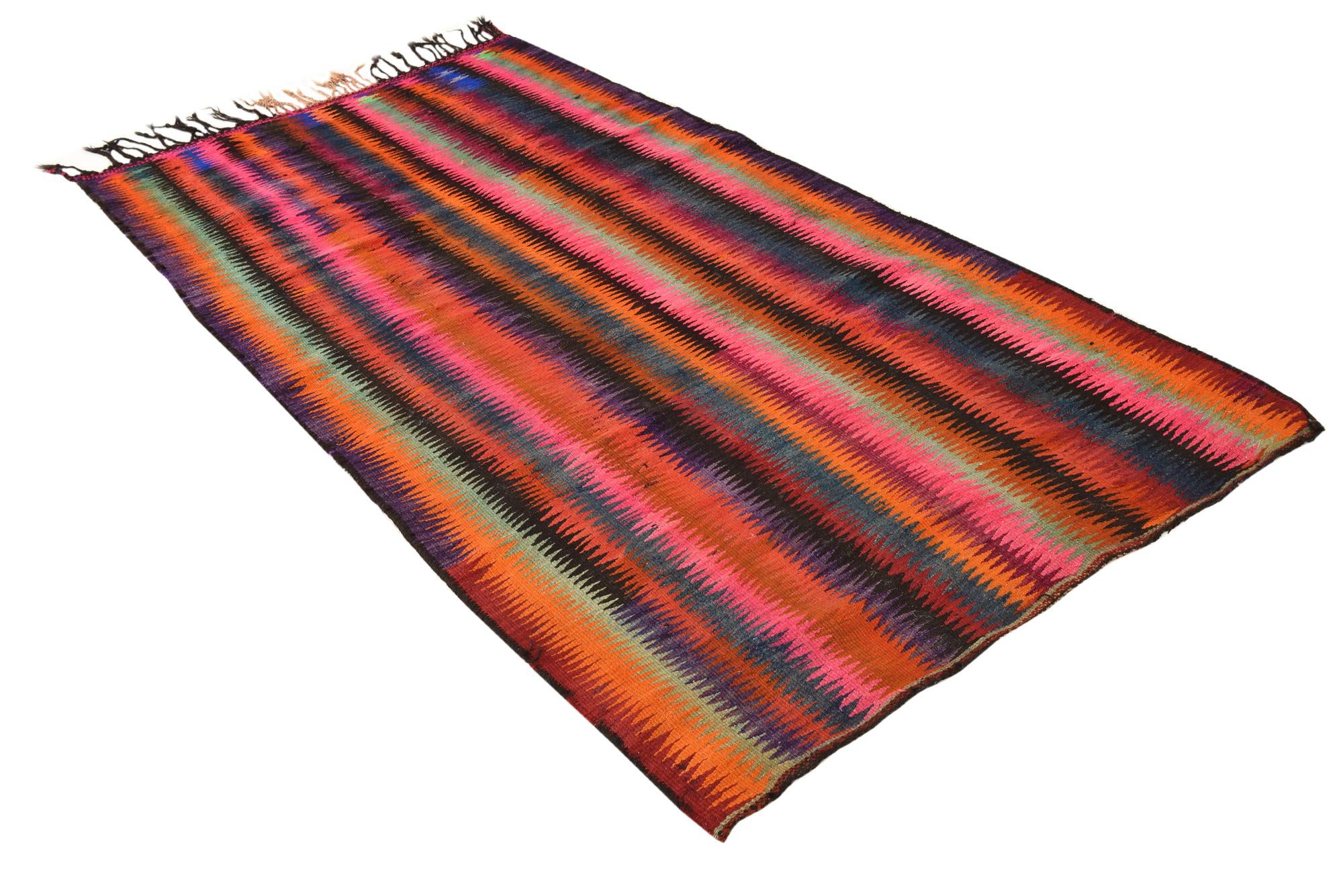 4' 4 x 8' 1 Hand Woven Kilim Fars Wool Rug