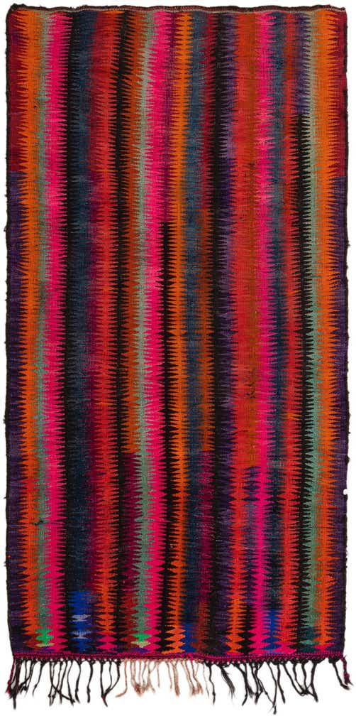 4' 4 x 8' 1 Hand Woven Kilim Fars Wool Rug