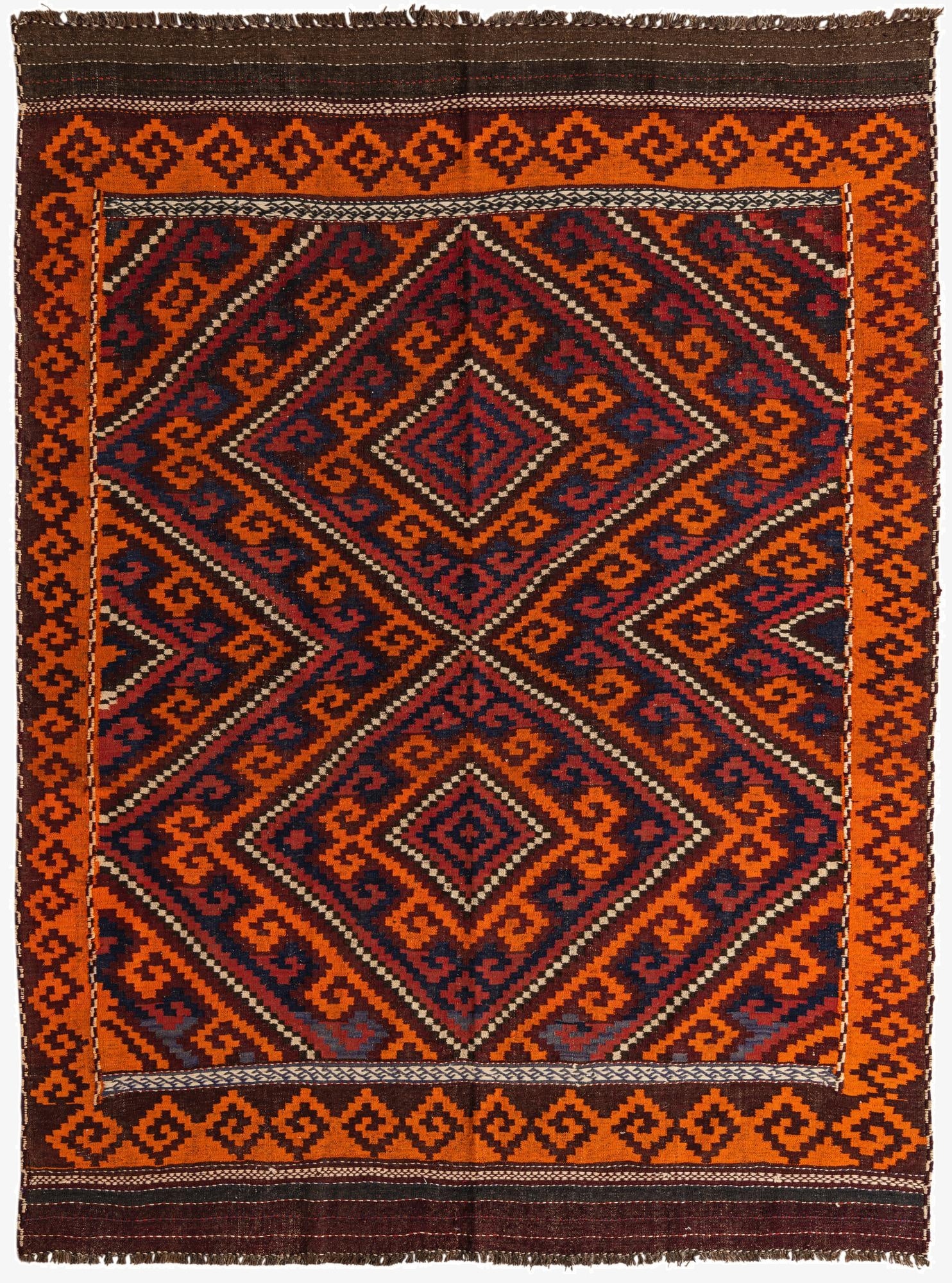 7' x 9' 1  Hand Woven Kilim Fars Wool Rug