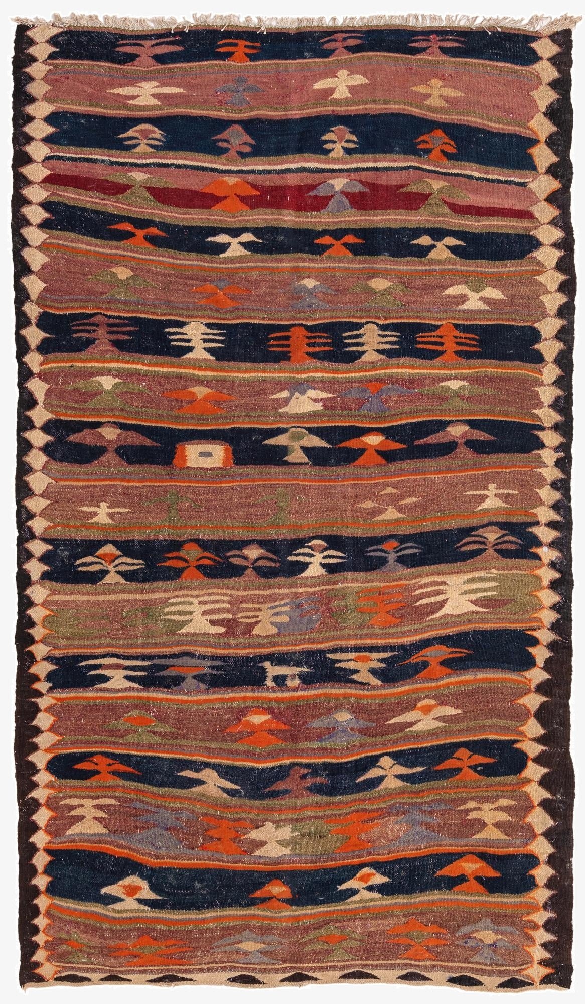 4' 9 x 8'  Hand Woven Kilim Fars Wool Rug