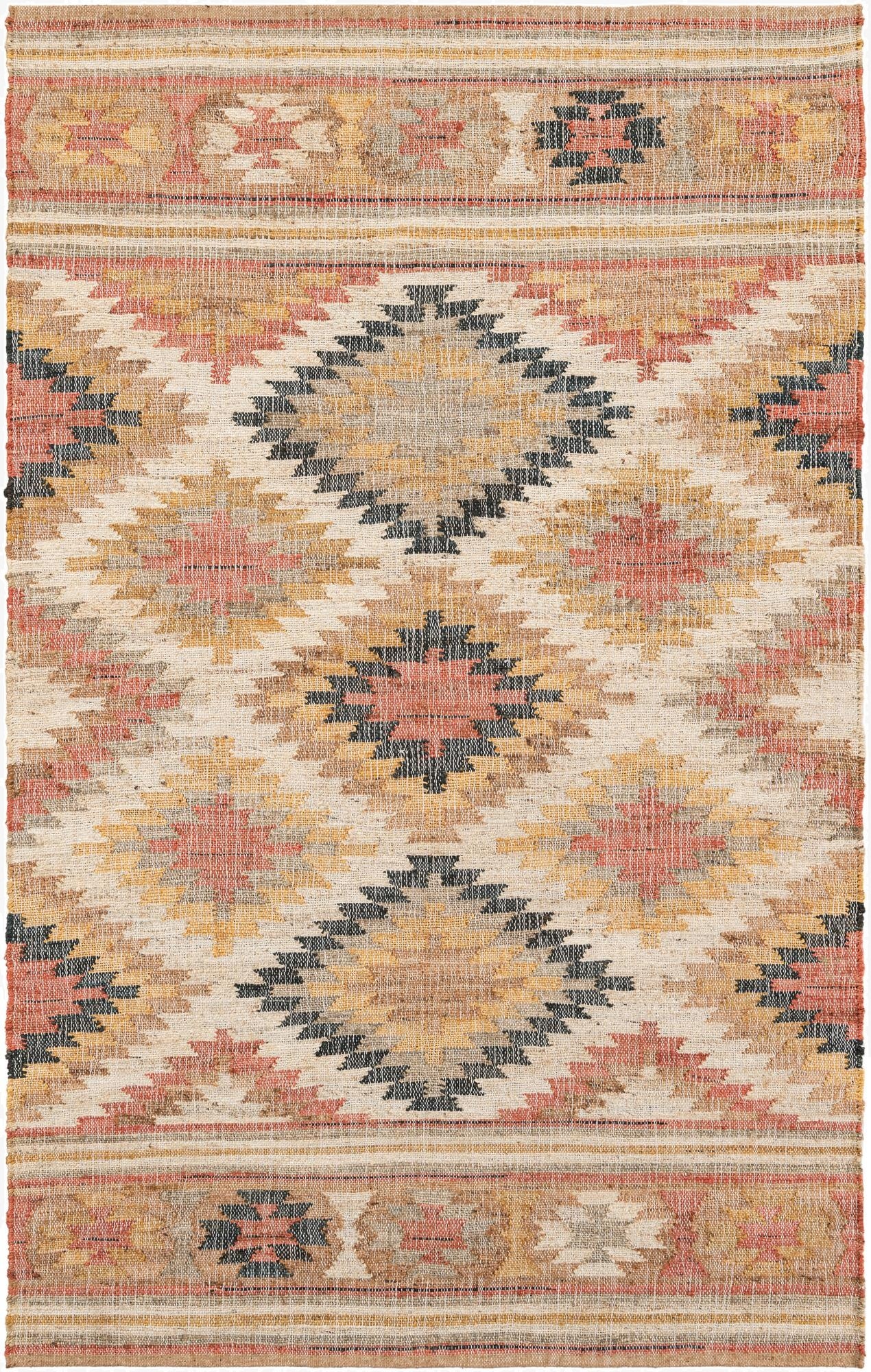 5' 1 x 8'  Hand Woven Kilim Jute Rug