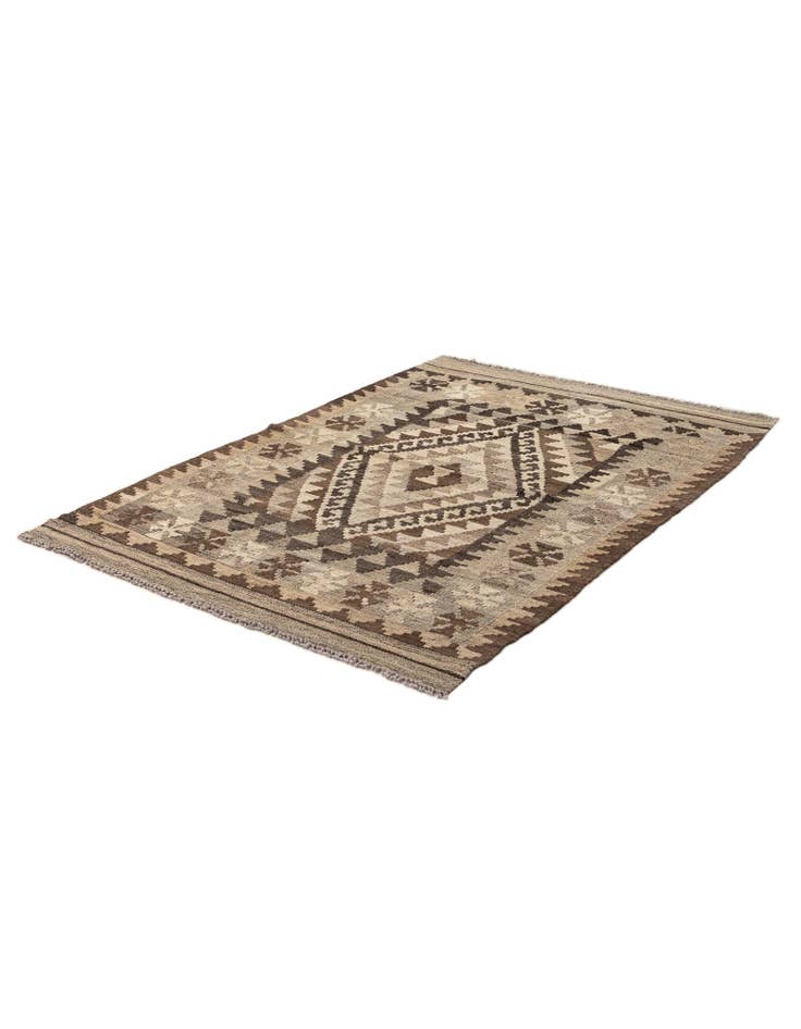 Detail image of 3' 2 x 4' 9 Hand Woven Kilim Maymana Wool Rug
