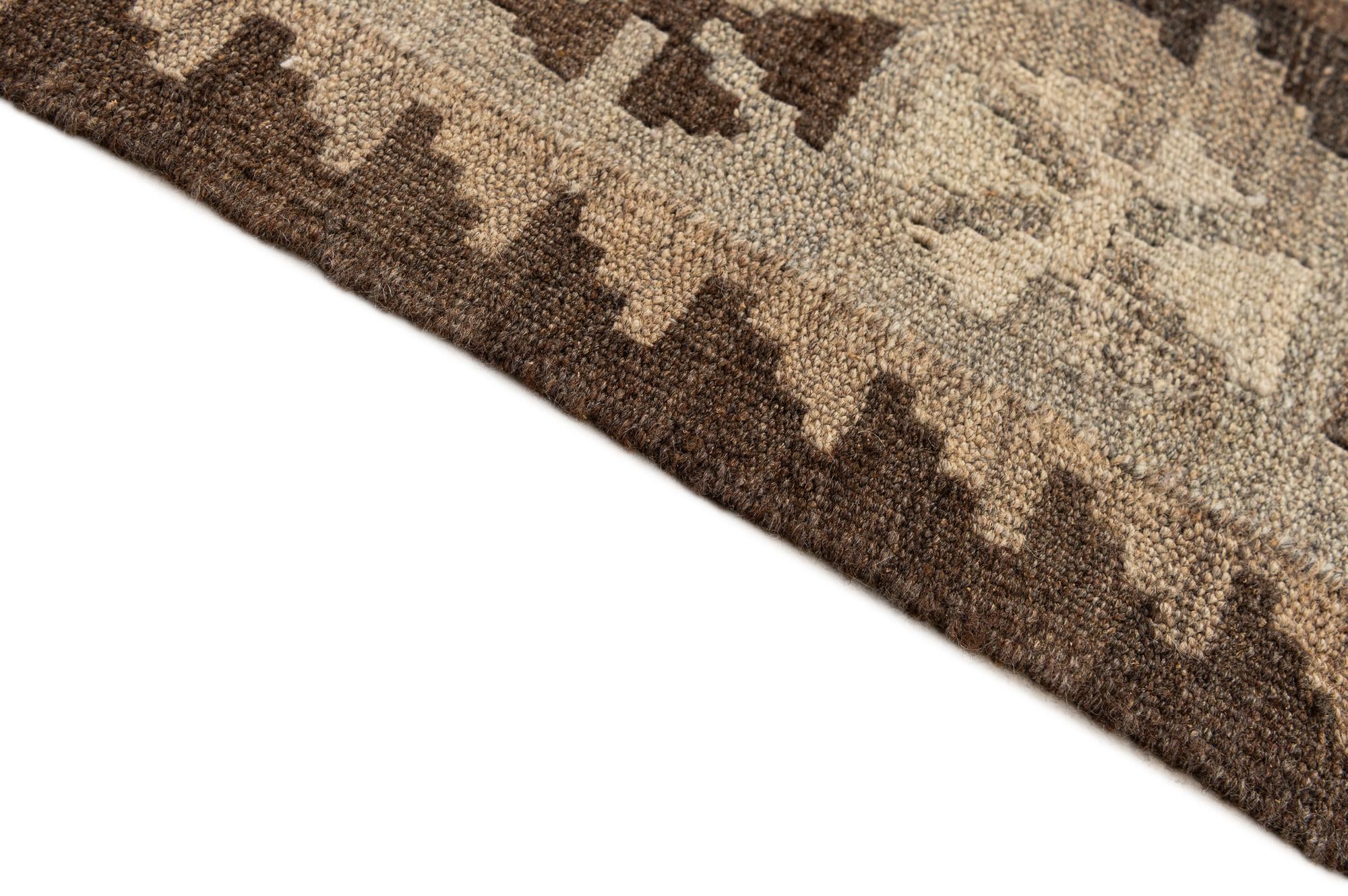 3' 2 x 4' 9 Hand Woven Kilim Maymana Wool Rug