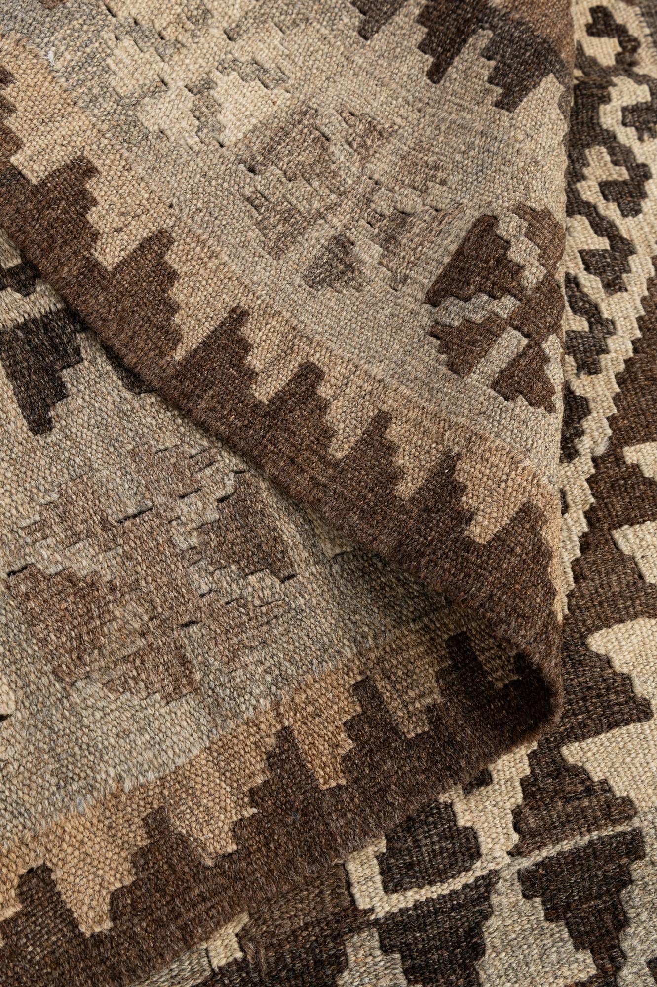 3' 2 x 4' 9 Hand Woven Kilim Maymana Wool Rug