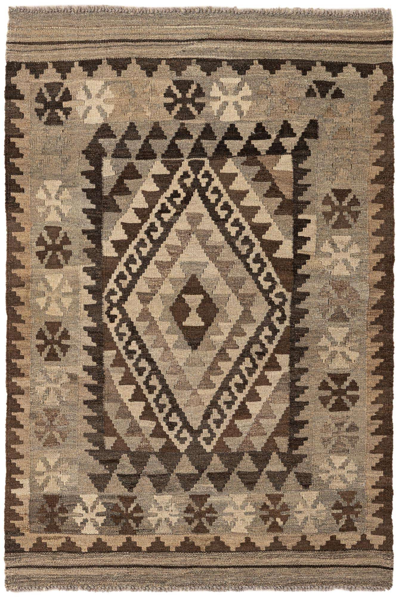 3' 2 x 4' 9 Hand Woven Kilim Maymana Wool Rug