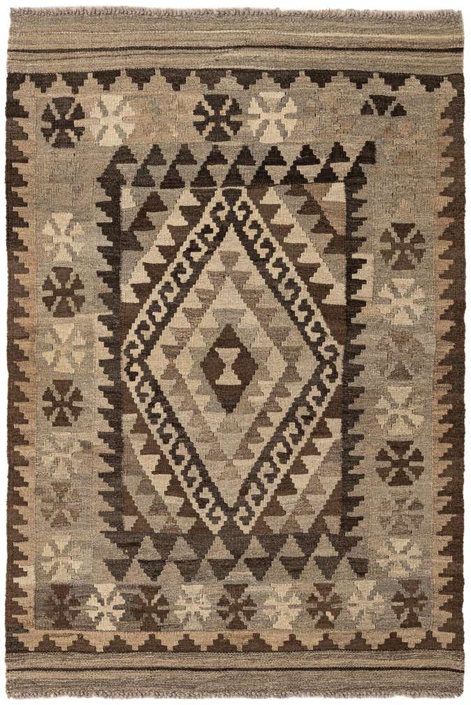 3' 2 x 4' 9 Hand Woven Kilim Maymana Wool Rug