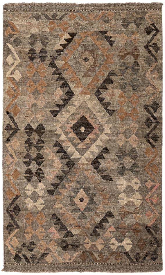 Detail image of 3' 2 x 5' 3 Hand Woven Kilim Maymana Wool Rug