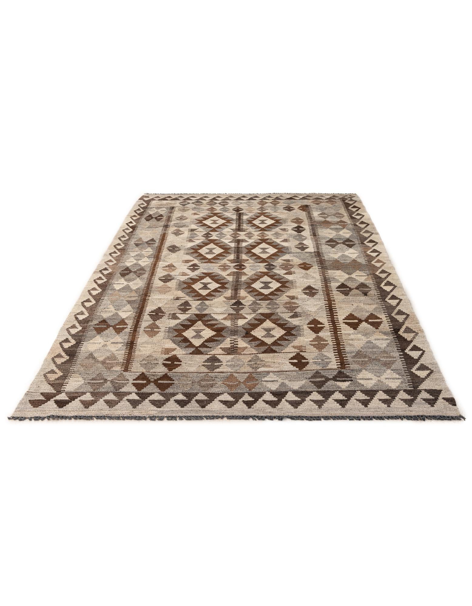 4' 5 x 7' 3 Hand Woven Kilim Maymana Wool Rug