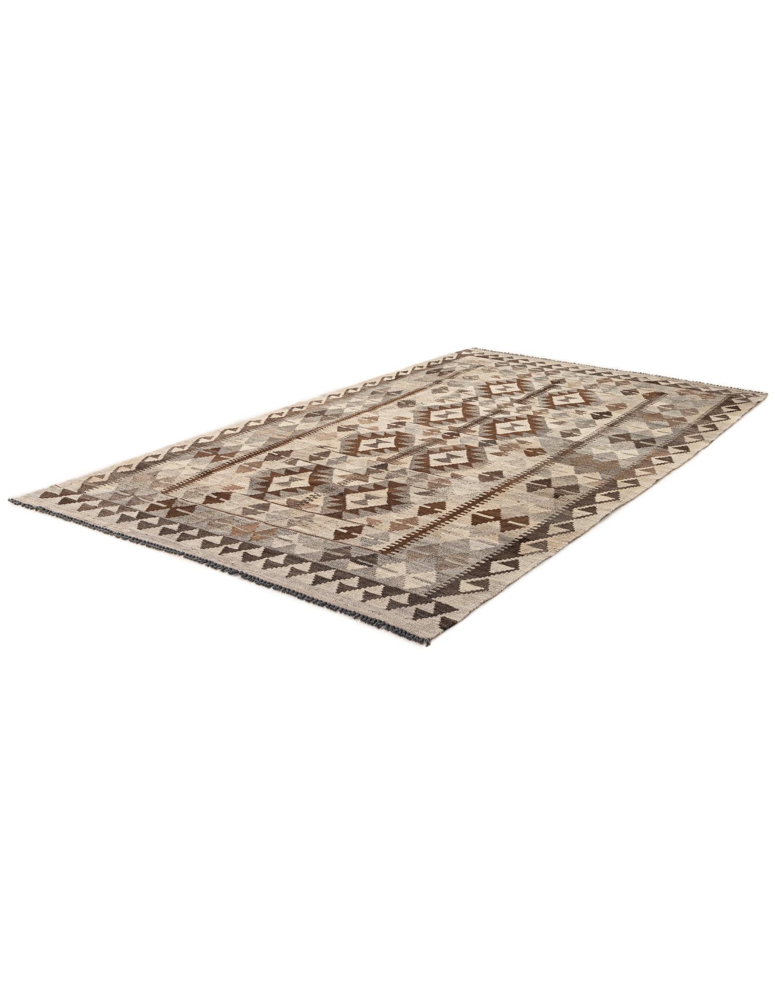 4' 5 x 7' 3 Hand Woven Kilim Maymana Wool Rug