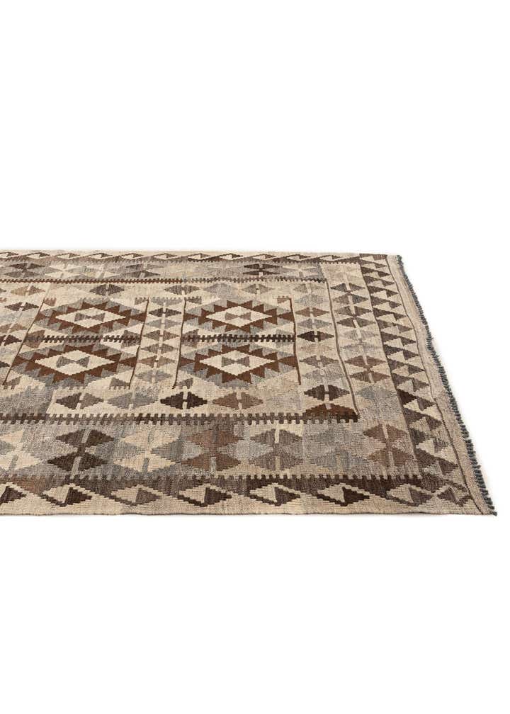 4' 5 x 7' 3 Hand Woven Kilim Maymana Wool Rug