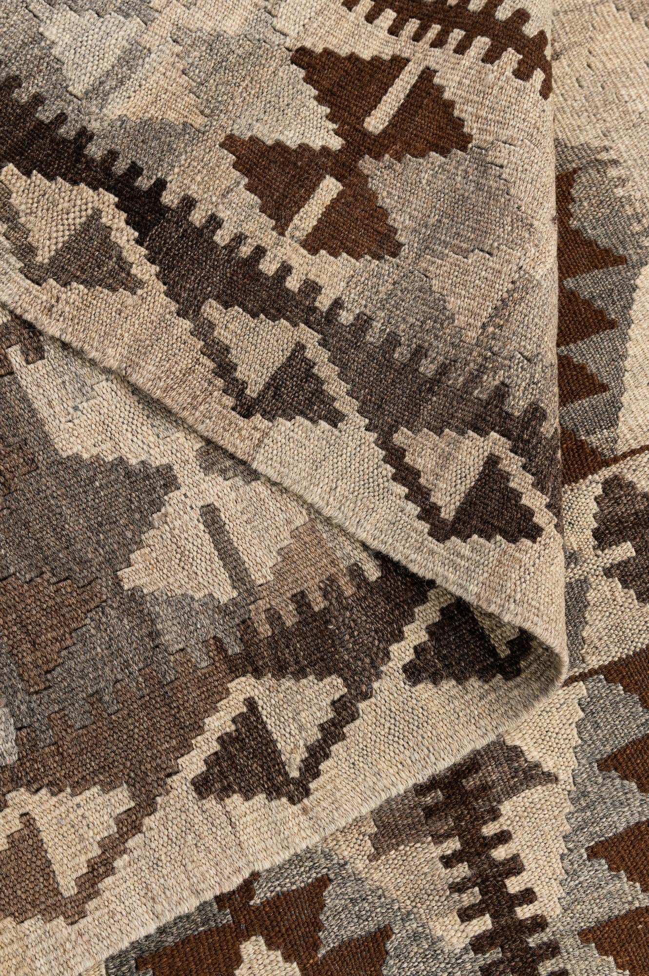 4' 5 x 7' 3 Hand Woven Kilim Maymana Wool Rug