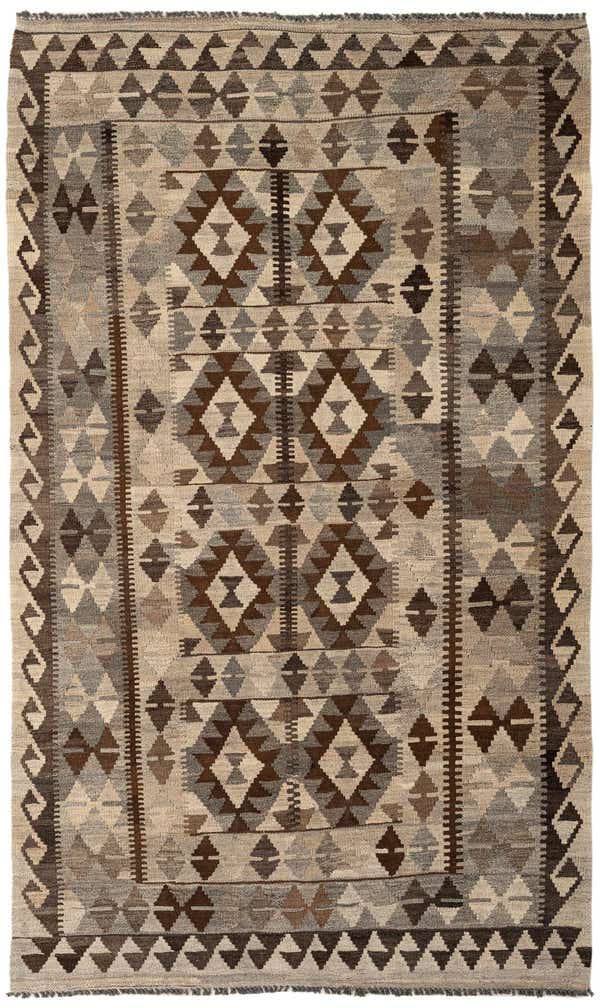 4' 5 x 7' 3 Hand Woven Kilim Maymana Wool Rug