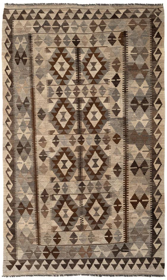 Detail image of 4' 5 x 7' 3 Hand Woven Kilim Maymana Wool Rug