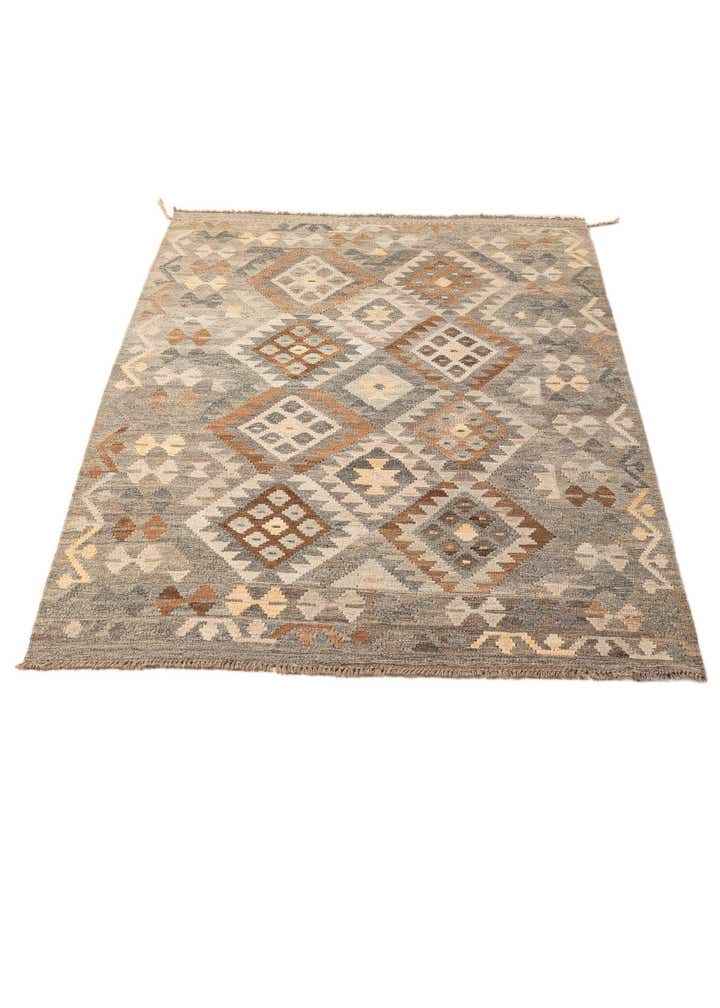 4' 6 x 6' 8 Hand Woven Kilim Maymana Wool Rug