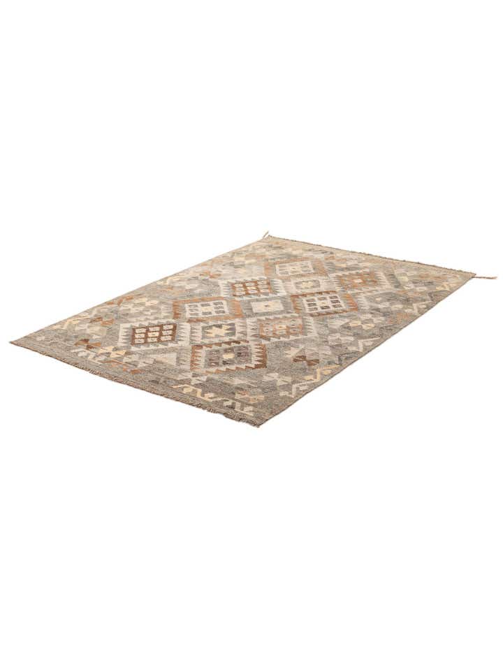 4' 6 x 6' 8 Hand Woven Kilim Maymana Wool Rug