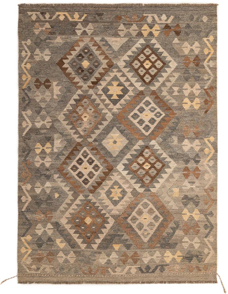 Detail image of 4' 6 x 6' 8 Hand Woven Kilim Maymana Wool Rug