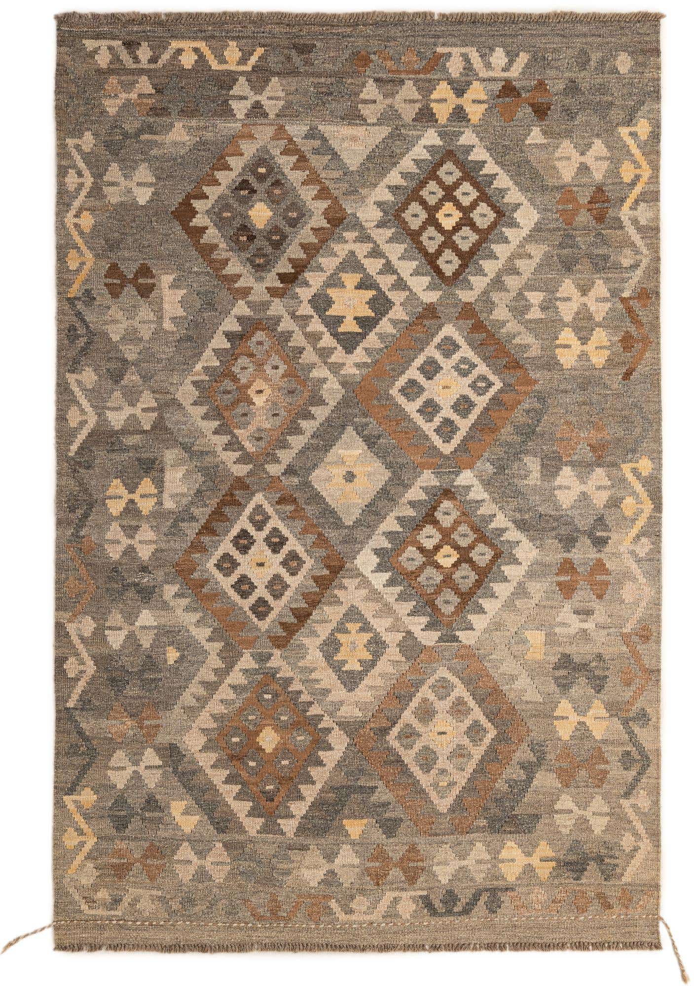 4' 6 x 6' 8 Hand Woven Kilim Maymana Wool Rug