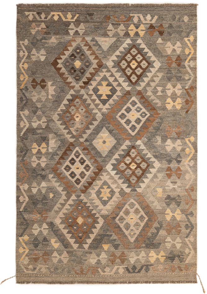 Detail image of 4' 6 x 6' 8 Hand Woven Kilim Maymana Wool Rug