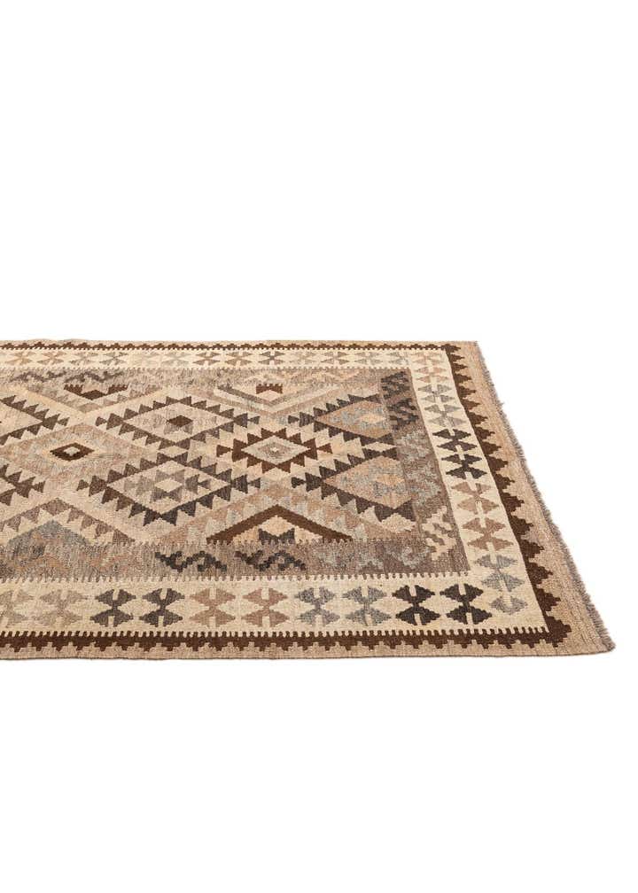 5' 2 x 6' 3 Hand Woven Kilim Maymana Wool Rug