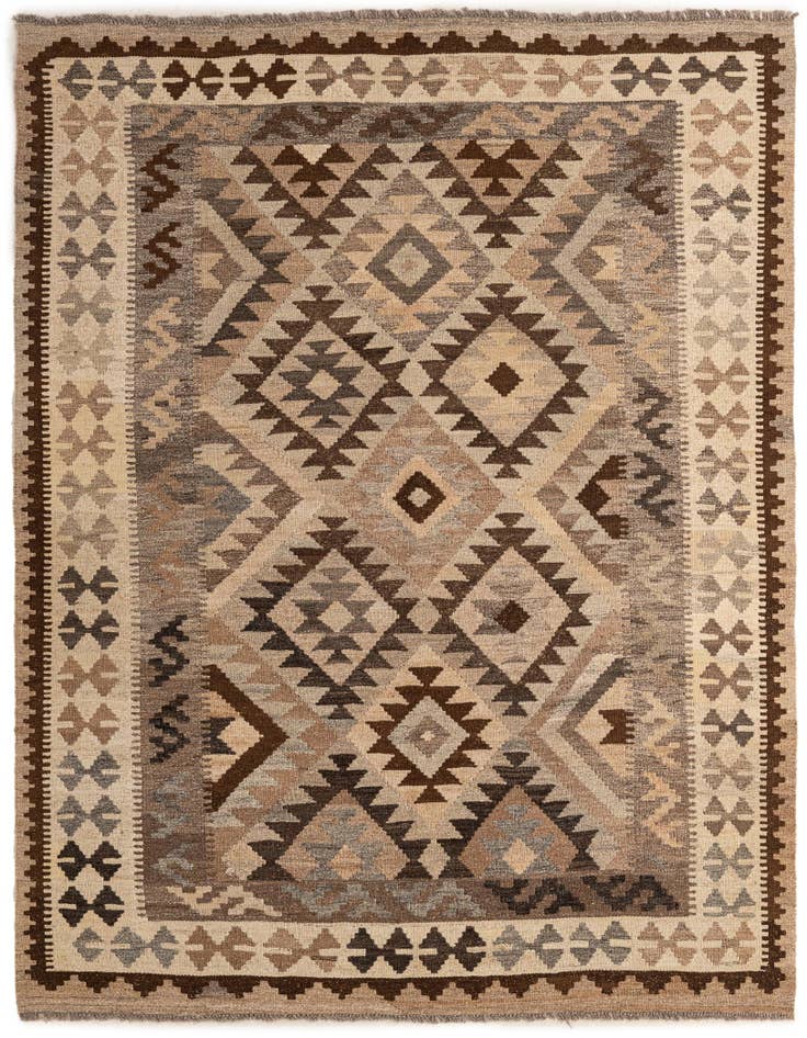 Detail image of 5' 2 x 6' 3 Hand Woven Kilim Maymana Wool Rug