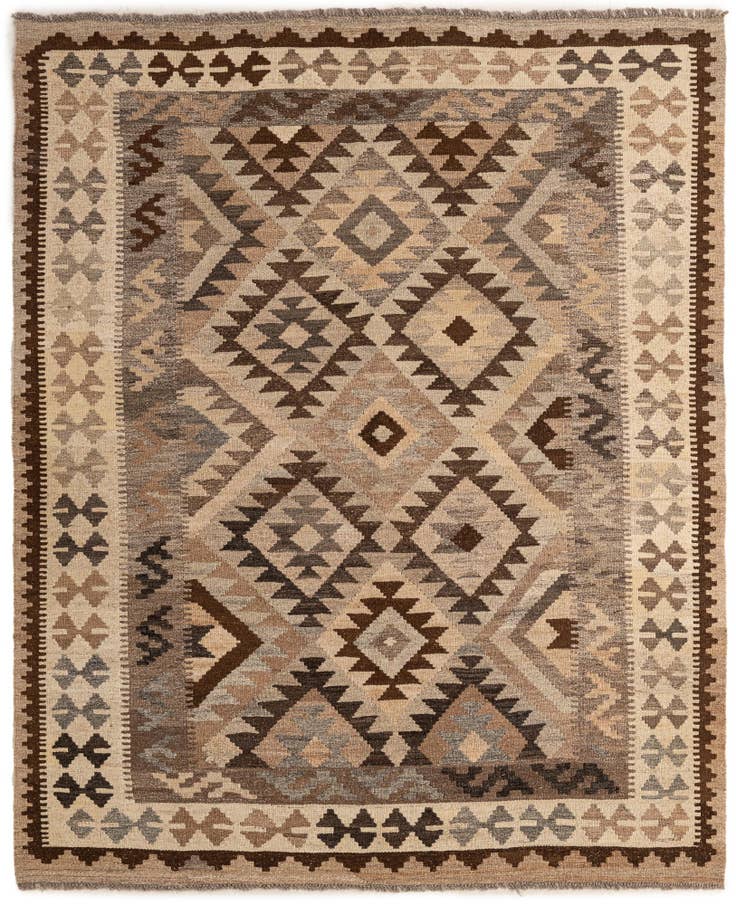 Detail image of 5' 2 x 6' 3 Hand Woven Kilim Maymana Wool Rug