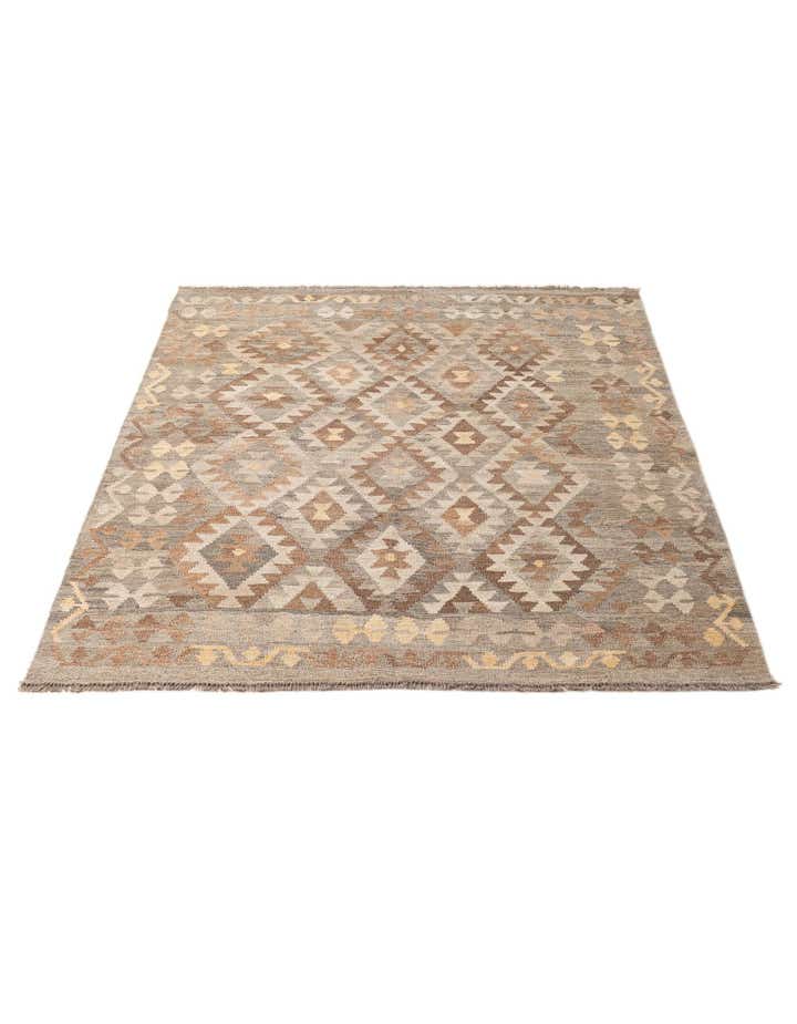 5' 2 x 6' 6 Hand Woven Kilim Maymana Wool Rug
