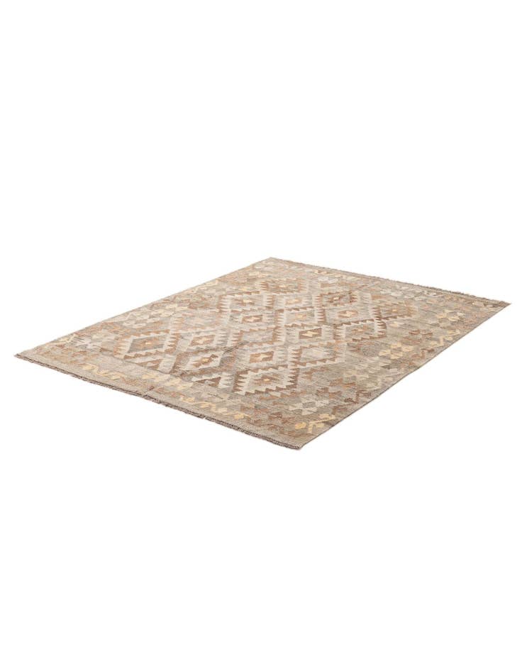 Detail image of 5' 2 x 6' 6 Hand Woven Kilim Maymana Wool Rug