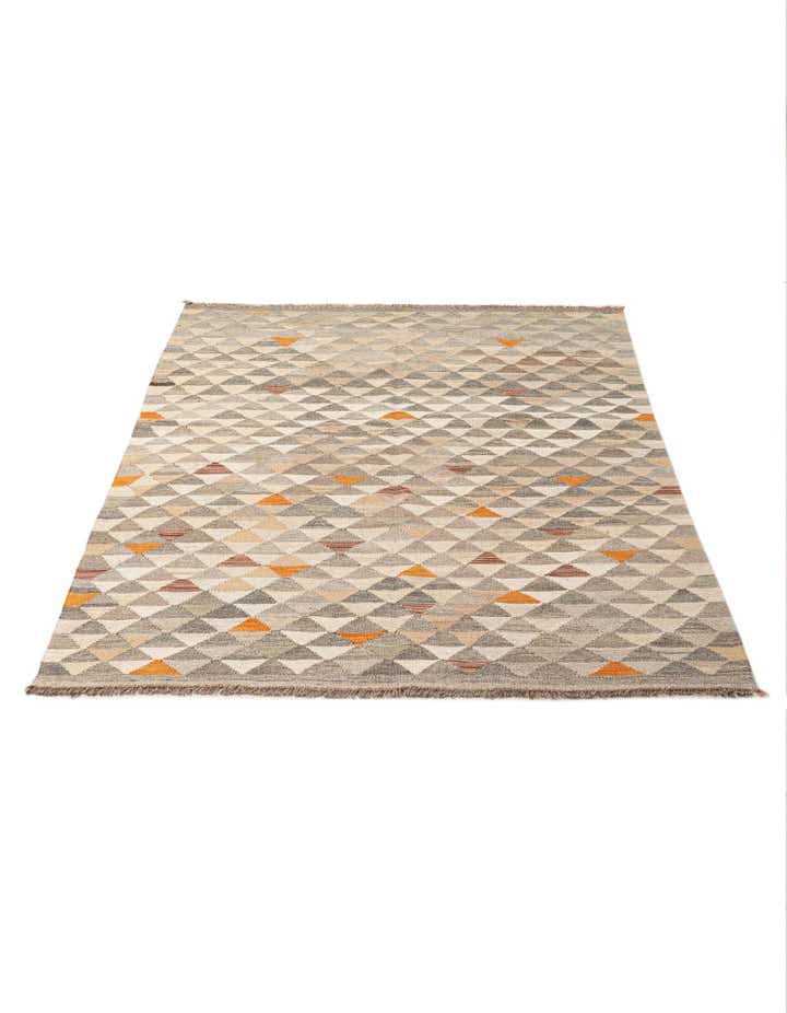 5' x 6' 8 Hand Woven Kilim Maymana Wool Rug