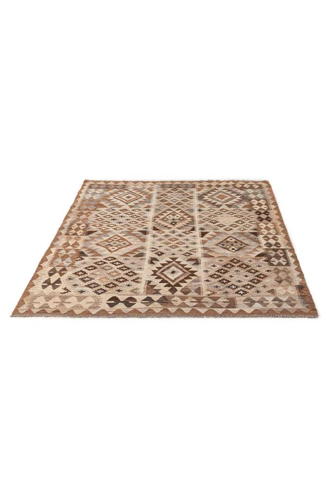5' x 6' 6 Hand Woven Kilim Maymana Wool Rug