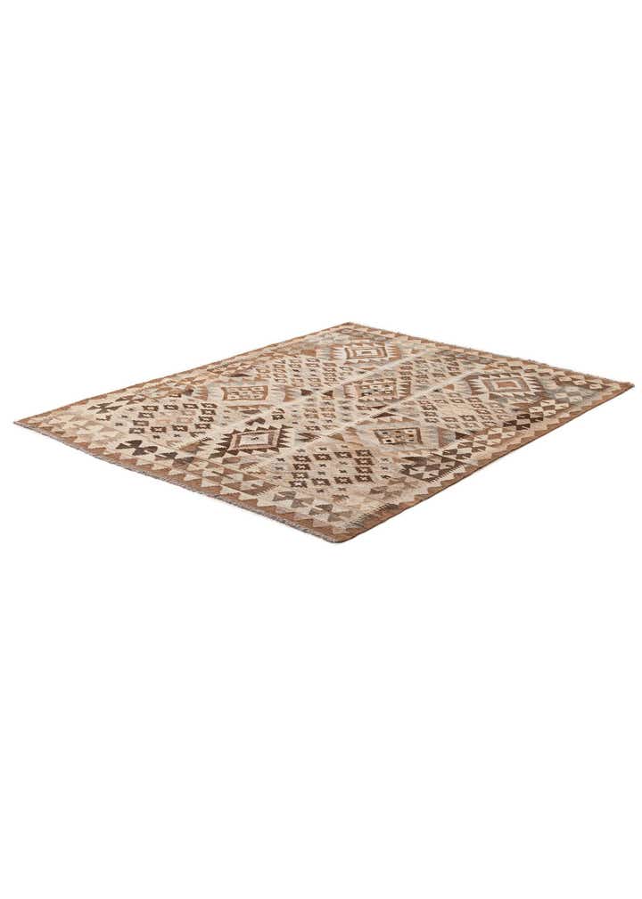 5' x 6' 6 Hand Woven Kilim Maymana Wool Rug