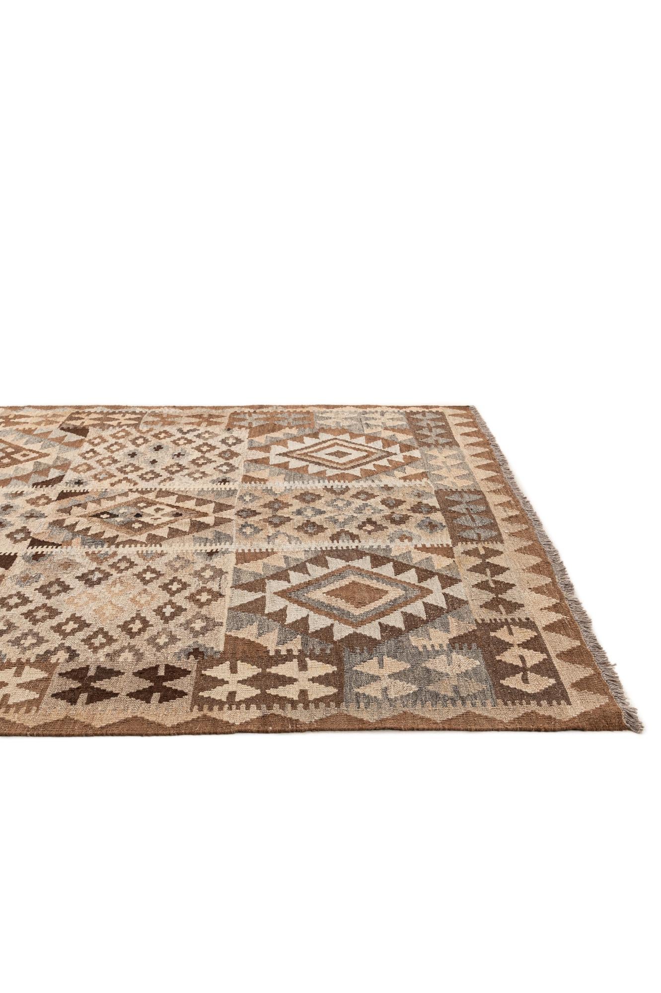 5' x 6' 6 Hand Woven Kilim Maymana Wool Rug