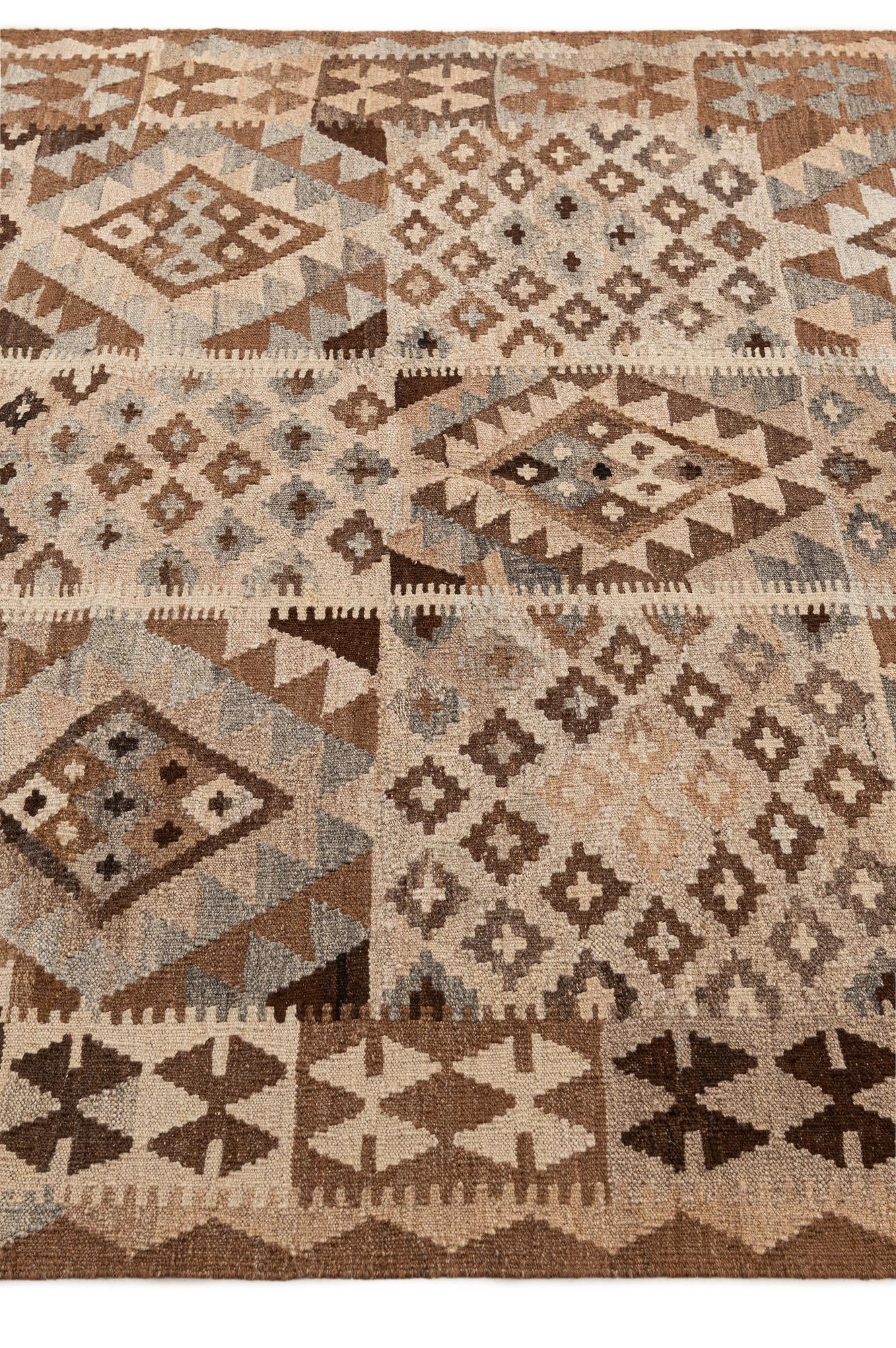 5' x 6' 6 Hand Woven Kilim Maymana Wool Rug