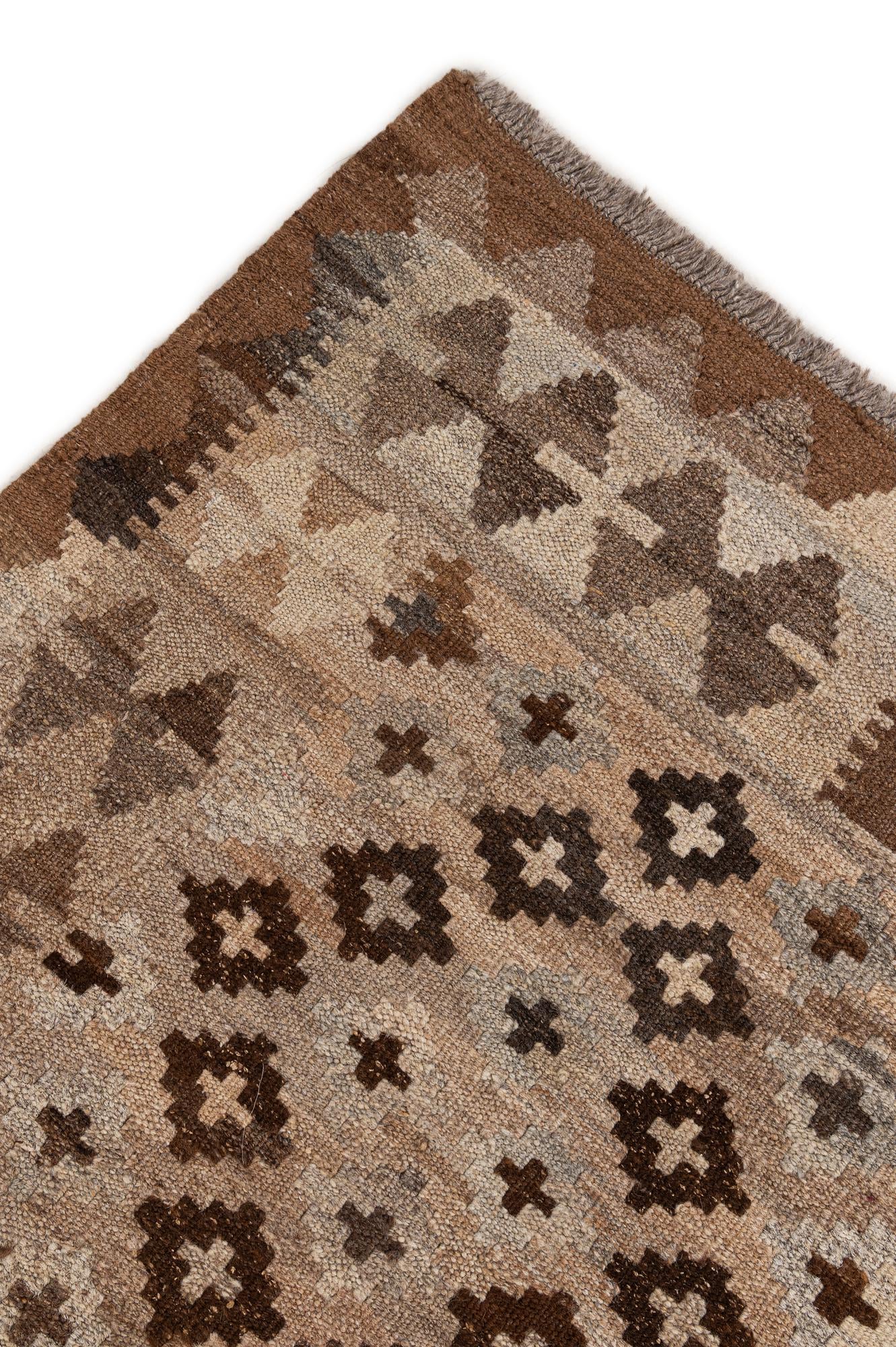 5' x 6' 6 Hand Woven Kilim Maymana Wool Rug