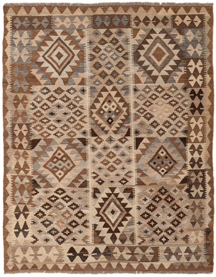 Detail image of 5' x 6' 6 Hand Woven Kilim Maymana Wool Rug