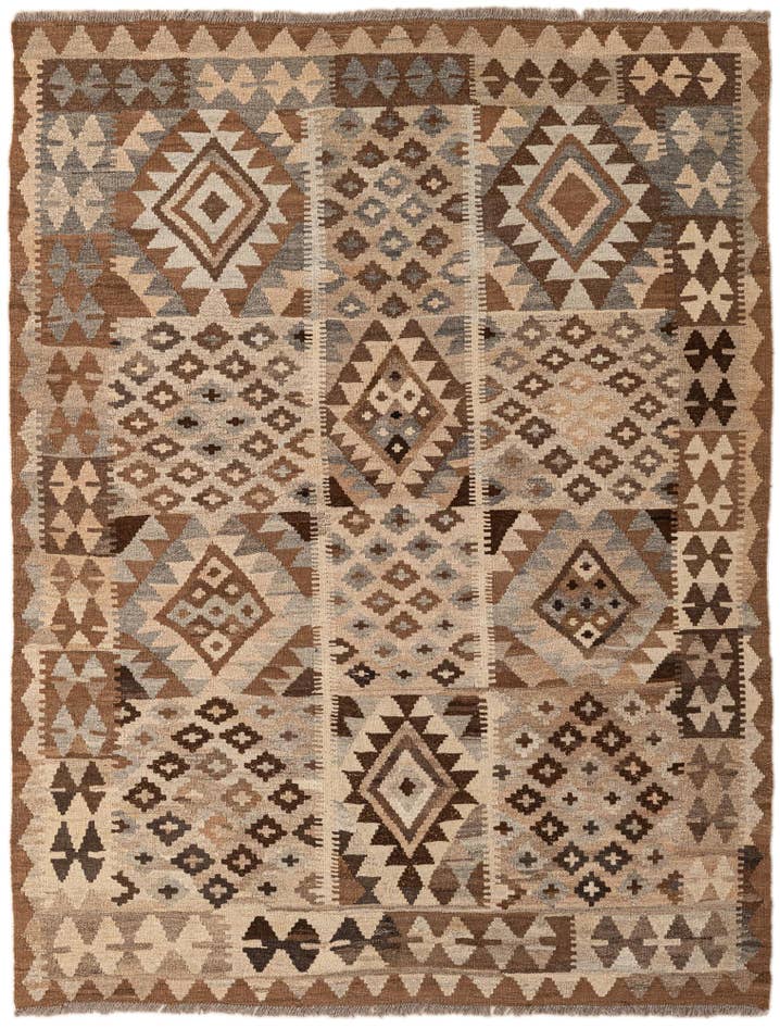 Detail image of 5' x 6' 6 Hand Woven Kilim Maymana Wool Rug
