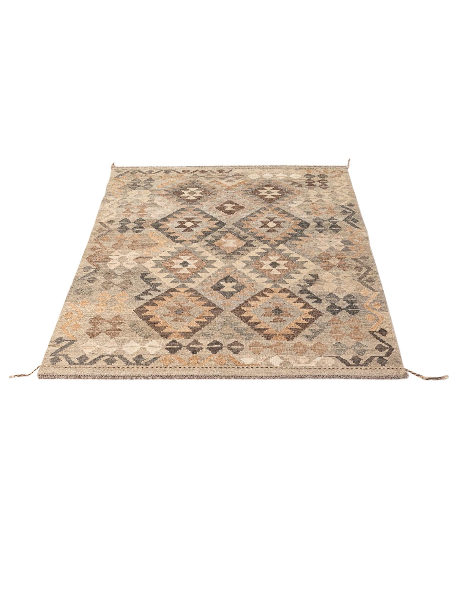 4' 11 x 6' 10 Hand Woven Kilim Maymana Wool Rug