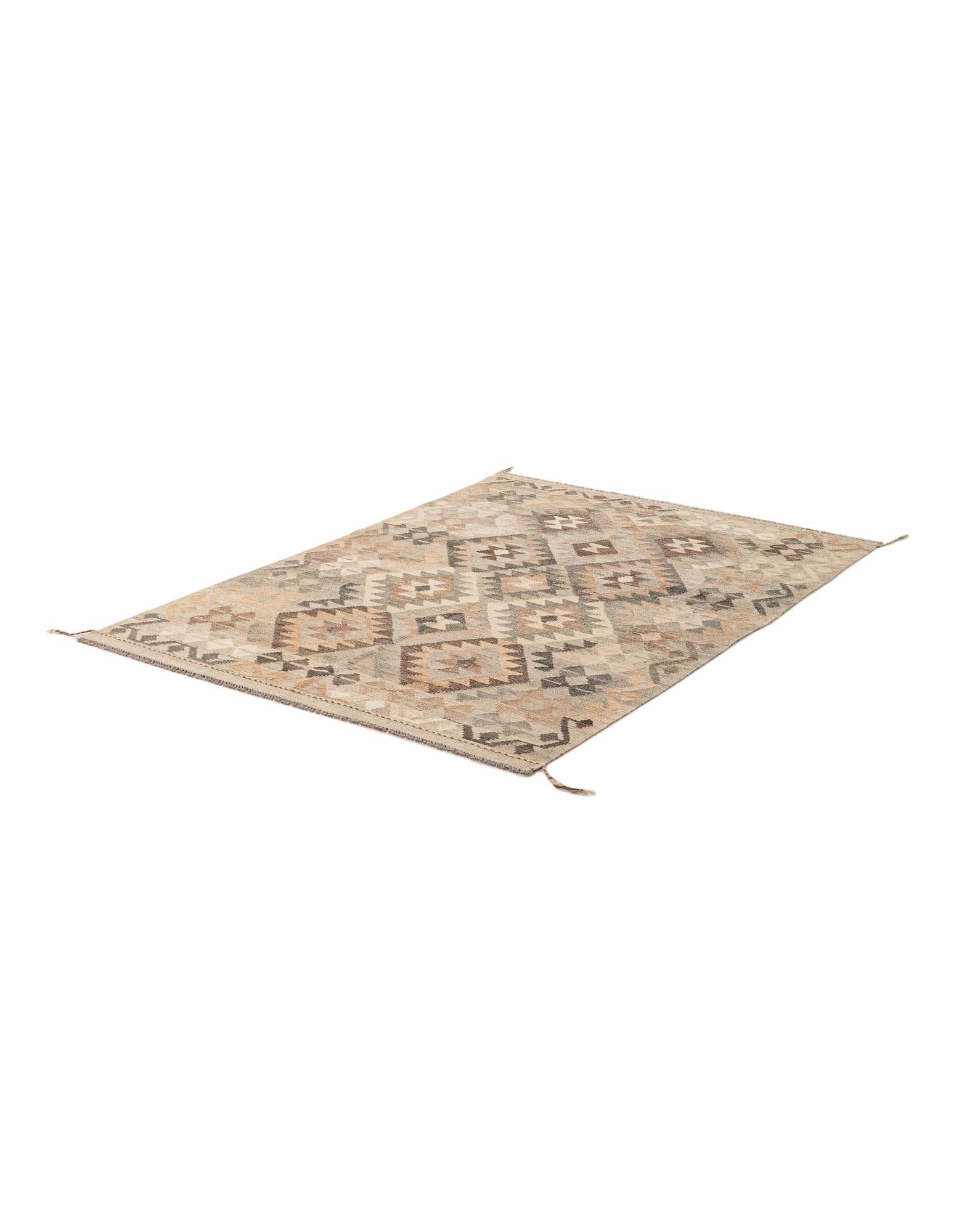 4' 11 x 6' 10 Hand Woven Kilim Maymana Wool Rug