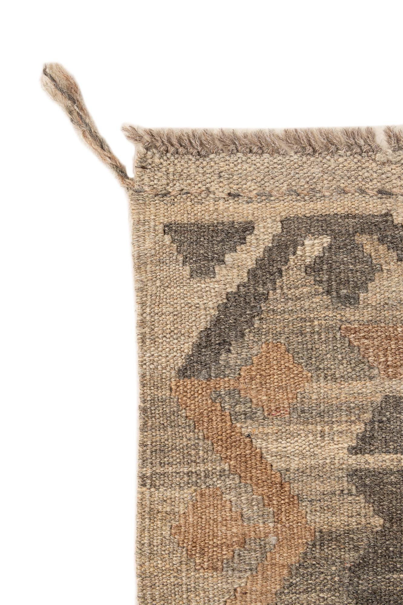 4' 11 x 6' 10 Hand Woven Kilim Maymana Wool Rug