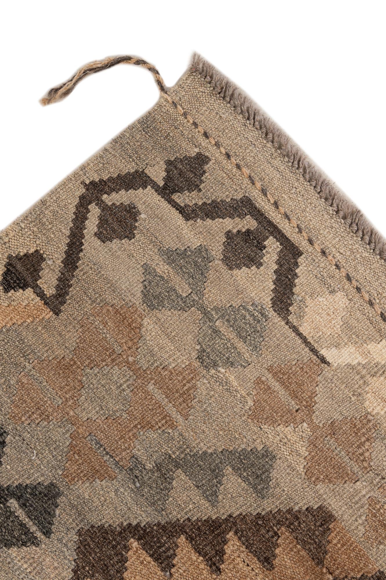 4' 11 x 6' 10 Hand Woven Kilim Maymana Wool Rug
