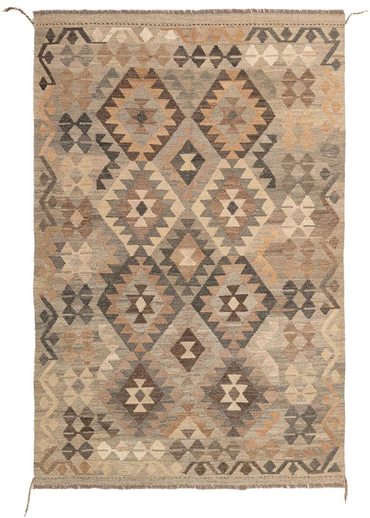 4' 11 x 6' 10 Hand Woven Kilim Maymana Wool Rug